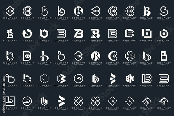 Obraz abstract letter B logo icon set. design for business of luxury, elegant, simple.