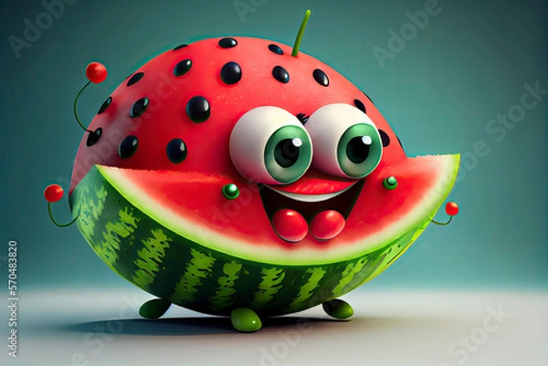 Obraz Cute watermelon cartoon 3D character