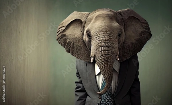 Fototapeta Elephant In A Suit Looking Sharp Generative AI
