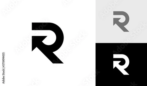 Fototapeta Letter R initial monogram with arrow symbol logo design vector