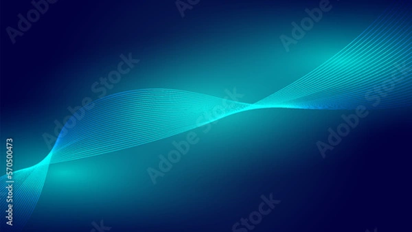 Fototapeta Abstract futuristic blue Background. Technology glowing digital wave and Internet connection,