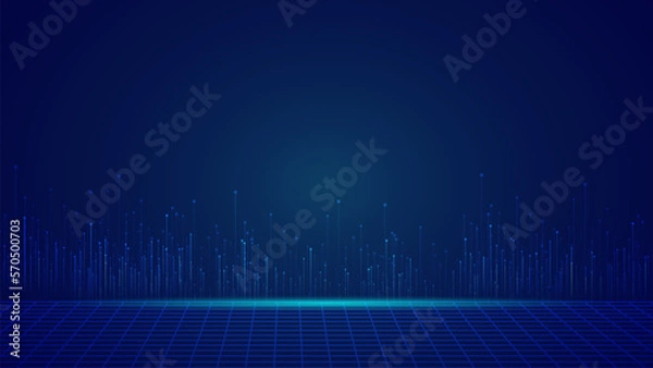 Fototapeta Abstract Futuristic Data and Network Background with Building. Science Background, Quantum Technology Big Data.
