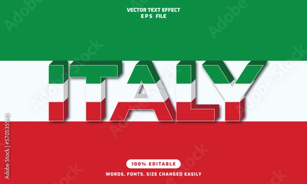 Fototapeta ITALY words editable 3d text effects template, stylish font vector illustration