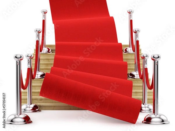 Obraz red carpet rolling down the stairs