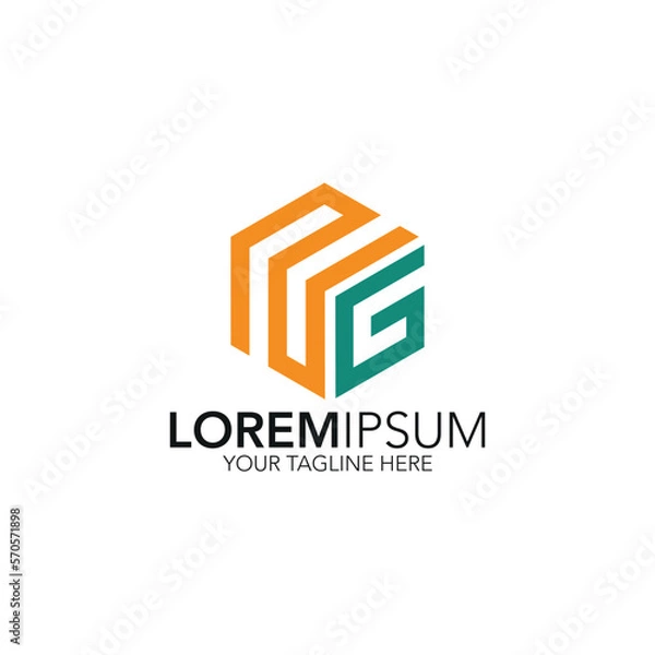 Fototapeta Hexagon shape NG letter design