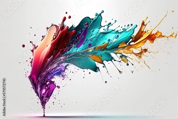 Obraz Abstract liquid motion flow explosion. Curved wave colorful pattern with paint drops.