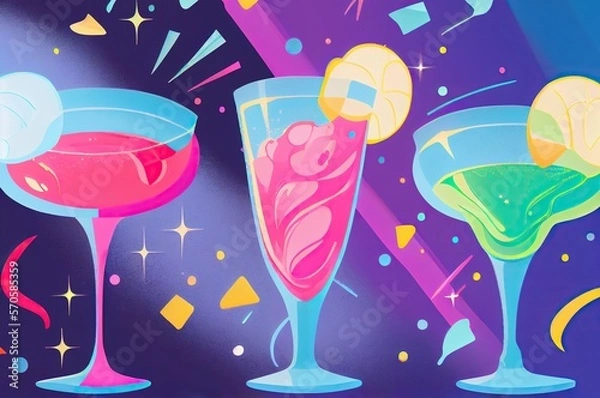 Obraz Party cocktails abstract illustration. Generative AI