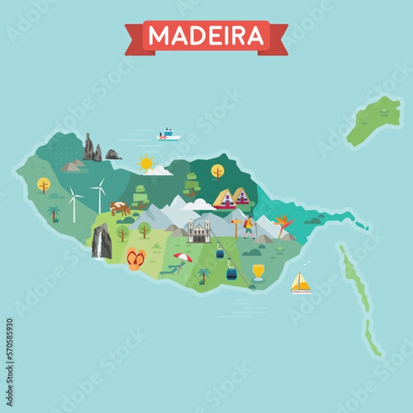Fototapeta Stylized Madeira Map.