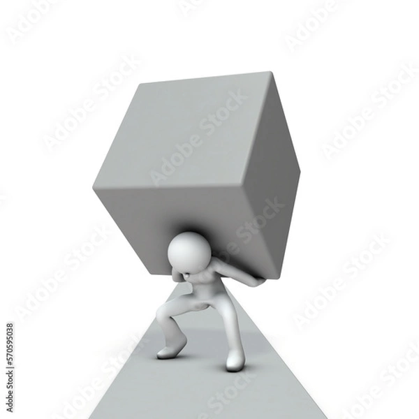 Obraz 大きな負担を背負って歩く人物
