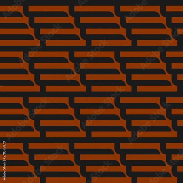 Fototapeta seamless black victorian geometric pattern with orange mosaic ornament