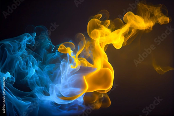 Obraz Neon dji smoke background. Abstract Liquid effect. Dripping wave texture. Vibrant colors. AI generative