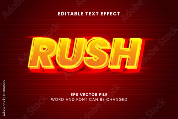 Obraz 3D Rush glow editable vector text effect