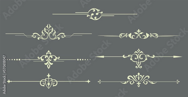 Fototapeta Vintage set. Floral elements for design monograms, invitations, frames, menus and labels. Graphic design of the website, cafes, boutiques, hotels, wedding invitations.
