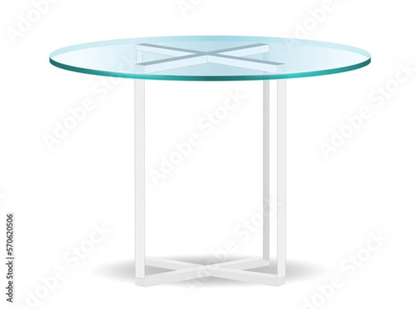 Fototapeta modern glass round dining table isolated on white background 3D illustration