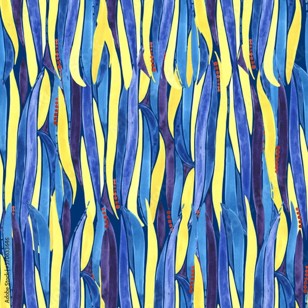 Fototapeta Watercolor seamless pattern with colorful stripes.