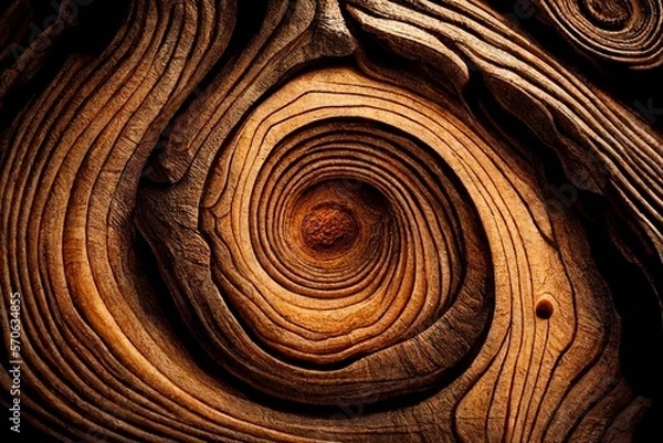 Fototapeta Wood larch texture of cut tree trunk, close-up. Wooden pattern