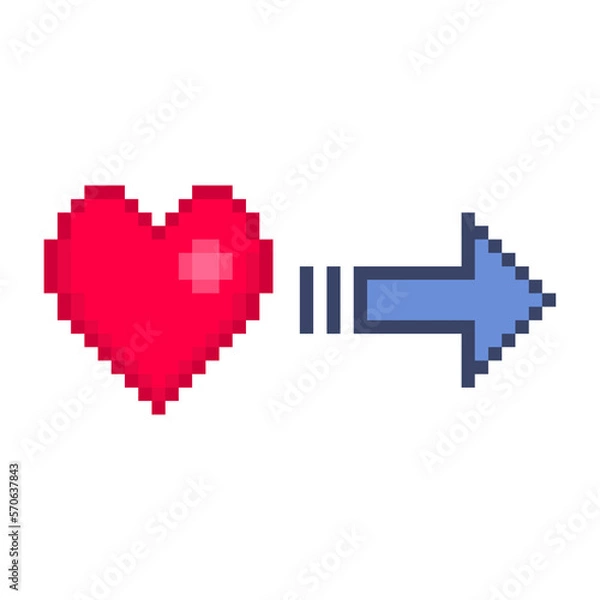 Fototapeta Pixel Illustration of a heart with an arrow