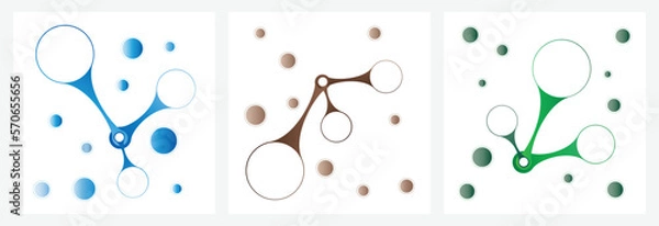 Obraz Abstract gradient blue brown green metaball pattern on white background in square frame design. Vector illustration.