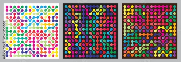 Obraz Abstract multicolour metaball pattern on dark background in square frame design. Vector illustration.