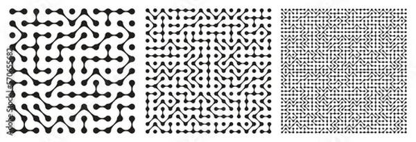 Obraz Abstract black three sizes metaball pattern on white background in square frame design. Vector illustration.