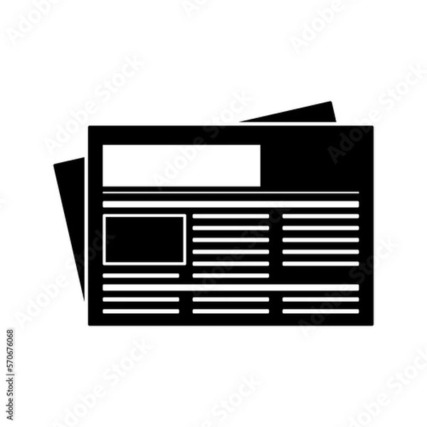 Fototapeta Newspaper icon. Isolated on white background. Vector illustration.