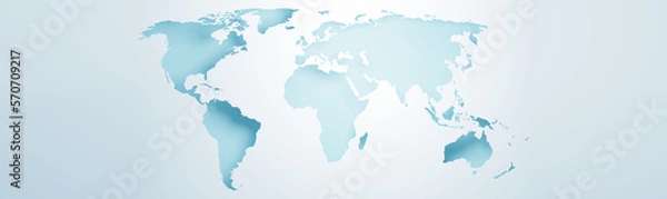 Fototapeta World map banner concept. Detailed flat map of continents. 3d rendering