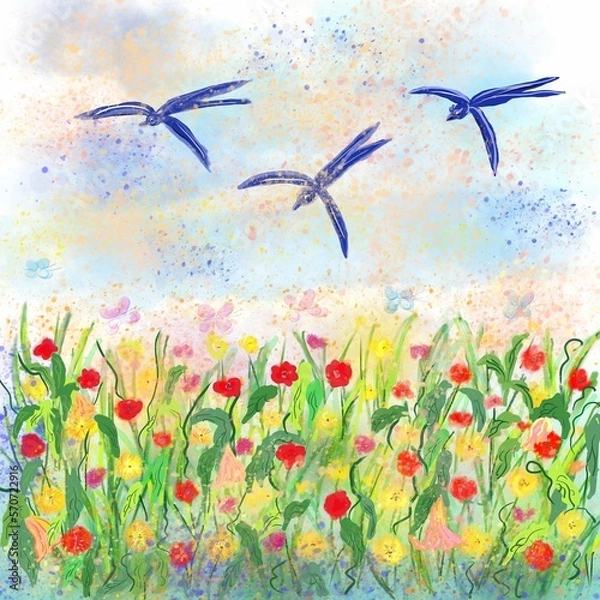 Obraz flowers and butterflies