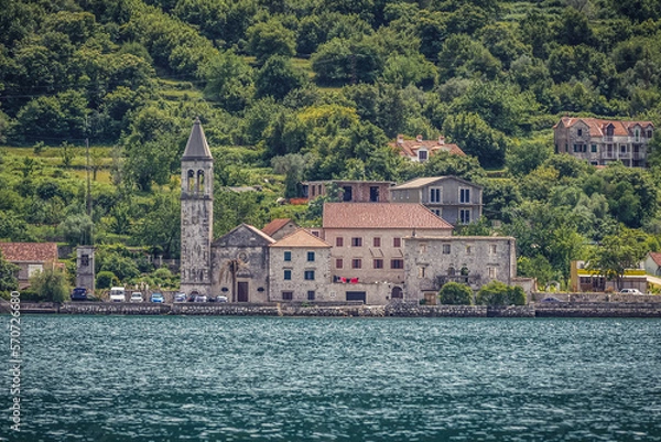 Fototapeta Donji Stoliv town the Bay of Kotor on the Adriatic Sea in Montenegro