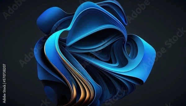 Obraz Abstract blue 3D Business Technology Aurora Silk Background created with generative ai technology