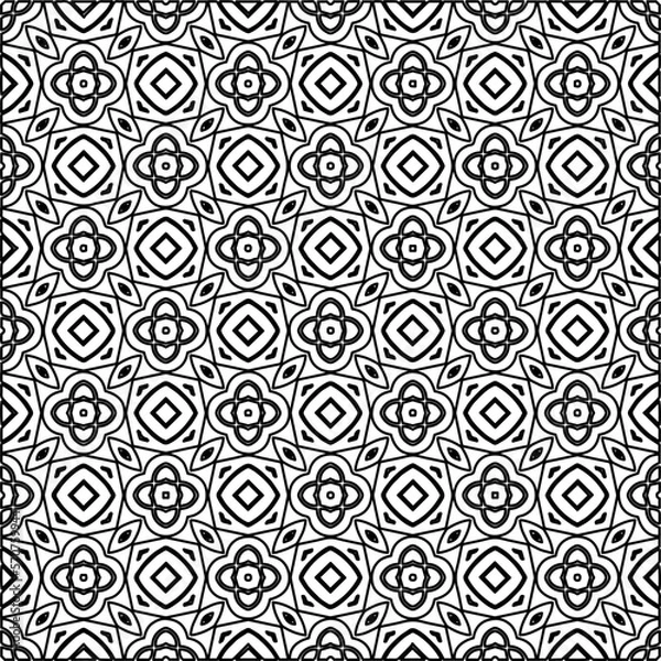 Fototapeta Stylish texture with figures from lines.
Abstract geometric black and white pattern for web page, textures, card, poster, fabric, textile. Monochrome graphic repeating design. 