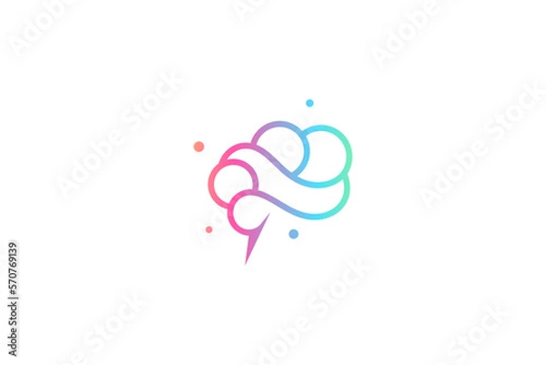 Obraz Brain logo with unique design style in colorful gradient
