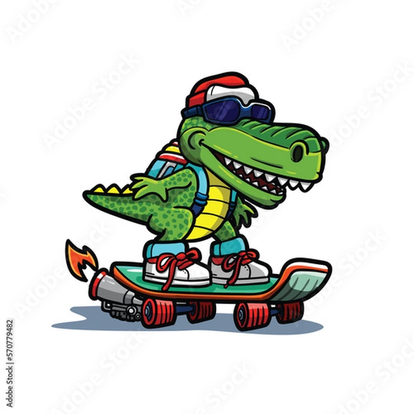 Fototapeta Alligator on a skateboard