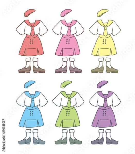 Fototapeta アイドル衣装のイラストセット