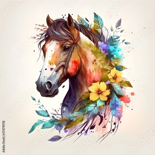 Obraz horse with a flower