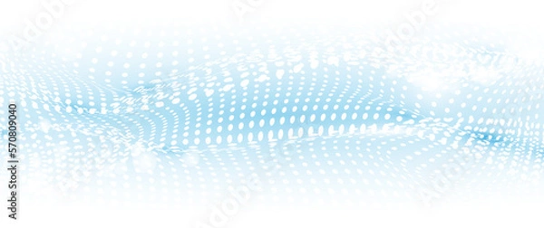 Fototapeta Abstract digital, futuristic, technology background. BIG data. Blockchain technology. Abstract white particle wave texture. Vector illustration