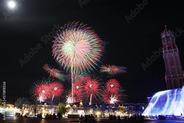 Fototapeta ハウステンボス花火　長崎県佐世保市県観光