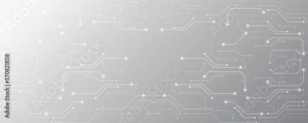 Obraz Grey white Abstract technology background, Hi tech digital connect, communication, High technology concept, Science, technology background