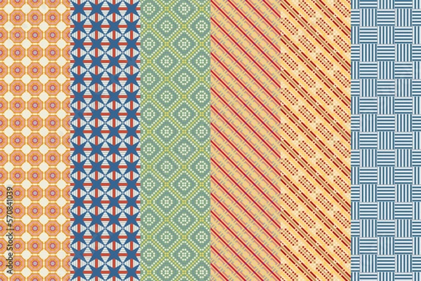 Fototapeta Futuristic seamless set of pattern. Monochrome texture. Modern graphic concept.  