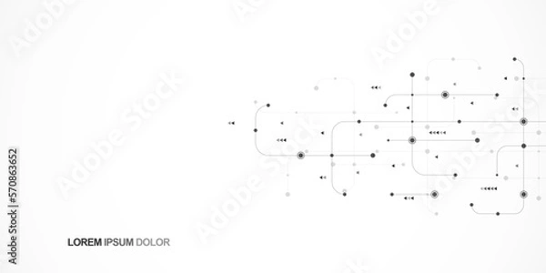 Fototapeta Digital technology concept with integrated circuit and network communication elements