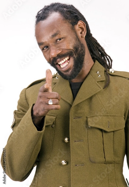 Obraz A Black man in a Army jacket