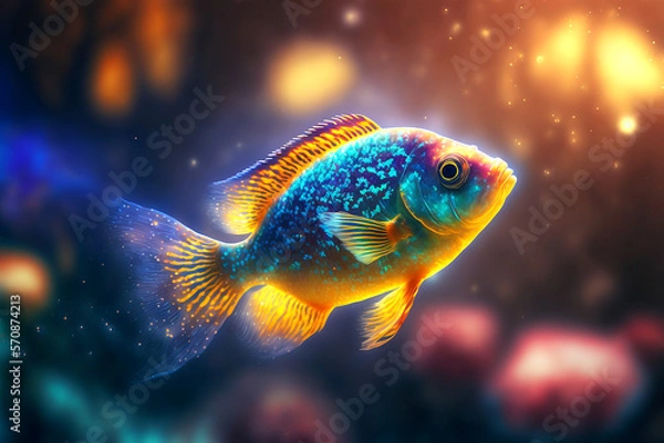 Obraz colorful tropical fish, underwater blured background