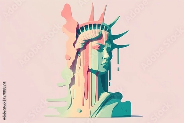 Fototapeta a minimalist illustration of the statue of liberty in pastel colors