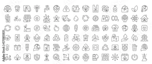 Obraz Ecology icons set. Nature icon. Eco green icons. Thin line icon set