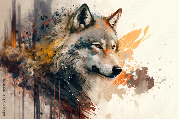Obraz Abstract Wolf. AI Generated