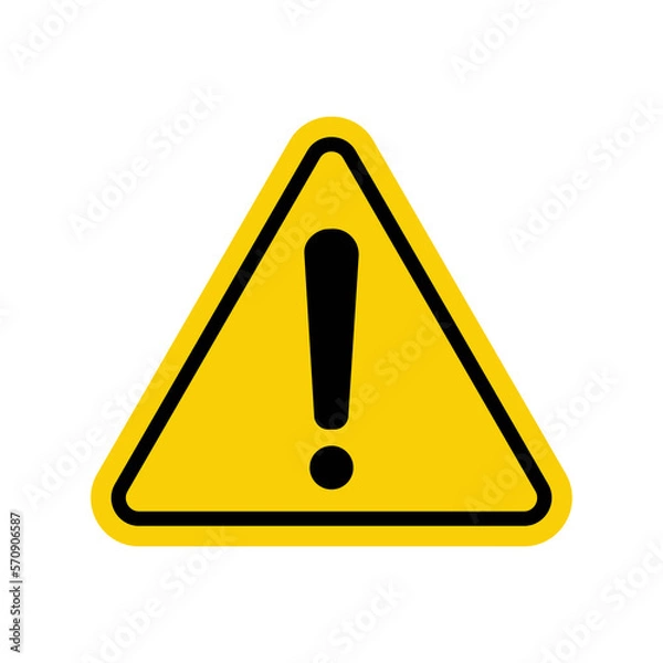 Fototapeta Sign. Exclamation point on a yellow triangle. Caution and warning. Road sign. Caution danger sign.