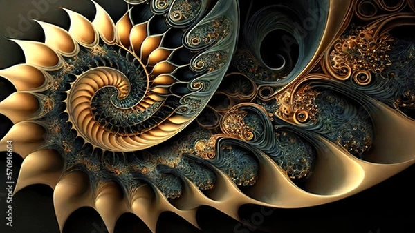 Obraz fractal art Abstract fractal patterns and shapes. Infinite universe.Mysterious psychedelic relaxation pattern. Generative AI