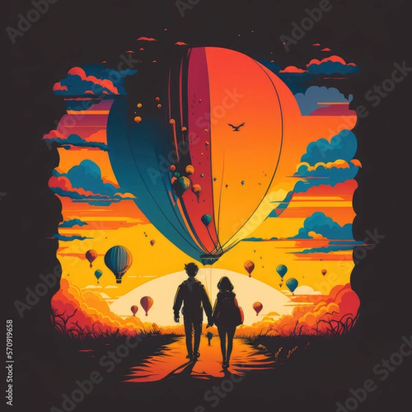 Fototapeta silhouette of a couple generated by generative AI