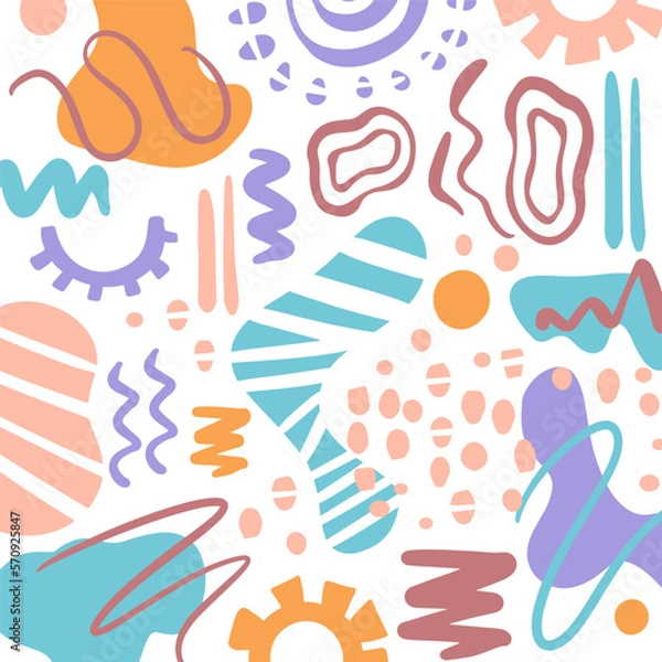 Obraz ABSTRACT SHAPES Minimal Childish Vector Hand Drawn Sketch Contemporary Folk Doodle Modern African Design For Fabric Print Forms Background Textile Matisse Style