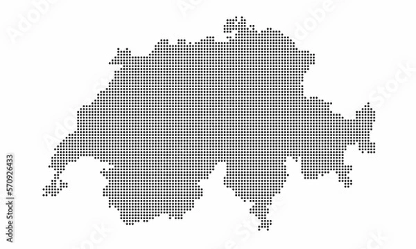 Fototapeta Switzerland dotted map with grunge texture in dot style. Abstract vector illustration of a country map with halftone effect for infographic. 