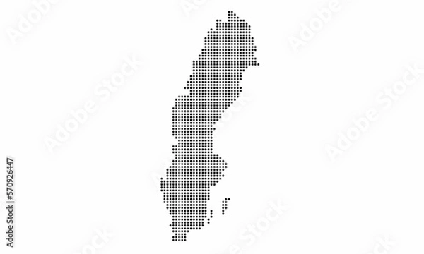 Fototapeta Sweden dotted map with grunge texture in dot style. Abstract vector illustration of a country map with halftone effect for infographic. 